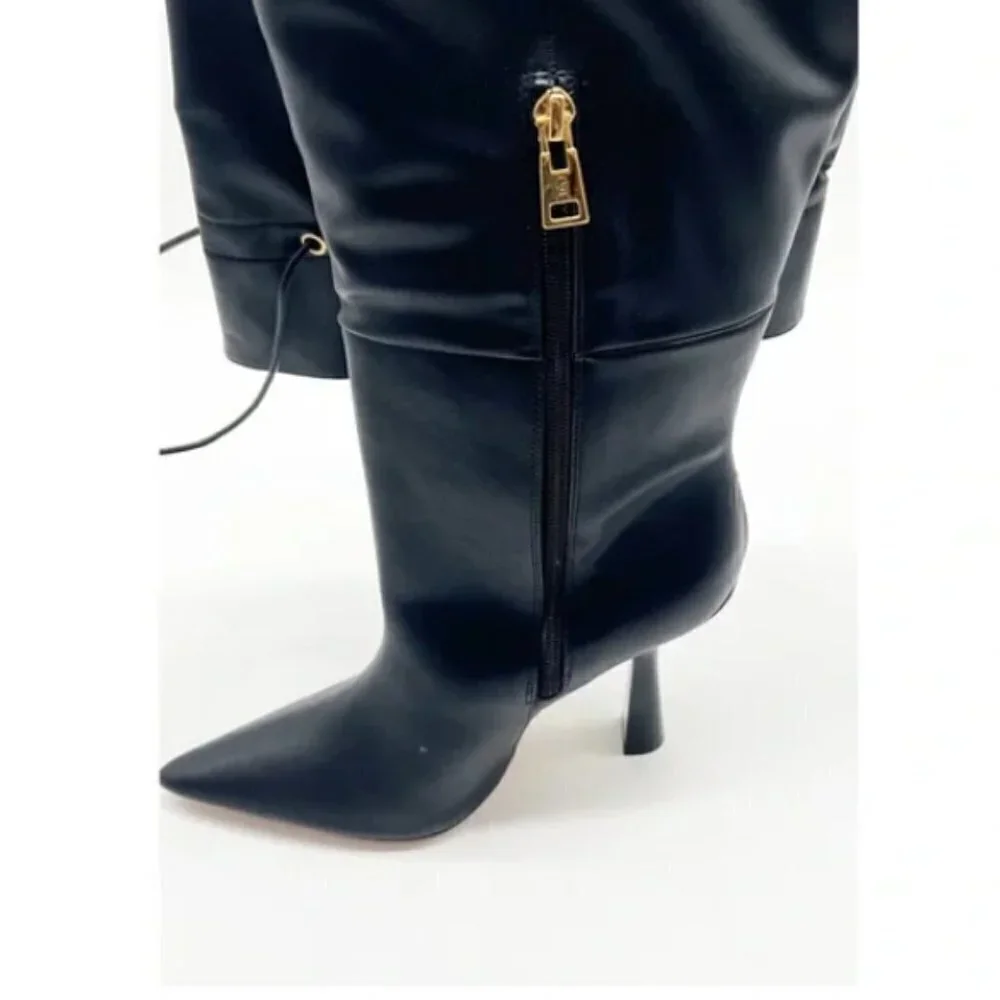 Good American Carla Over the Knee Boot NIB NEW Black